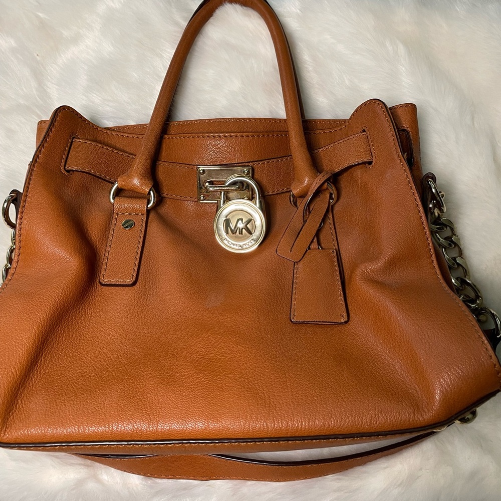 MICHAEL Michael Kors Large Brown Hamilton North South Tote Gold accents